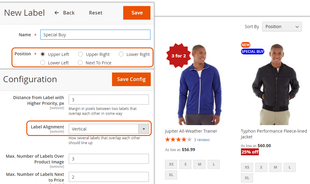 Product Labels for Magento 2. Social Media buttons