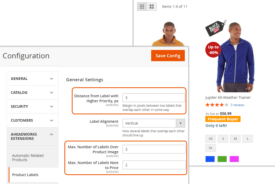 Product Labels for Magento 2. Elements Configurations